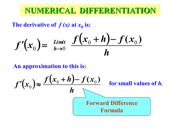 Numerical Differentiation and Integration: PowerPoint Slides