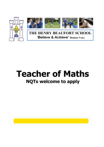 TEACHER OF MATHS – NQTs welcome to apply
