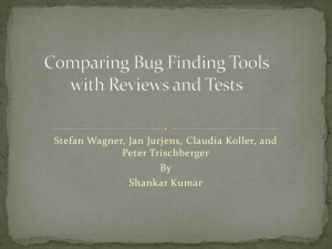 Comparing Bug Finding Tools with Reviews and Tests