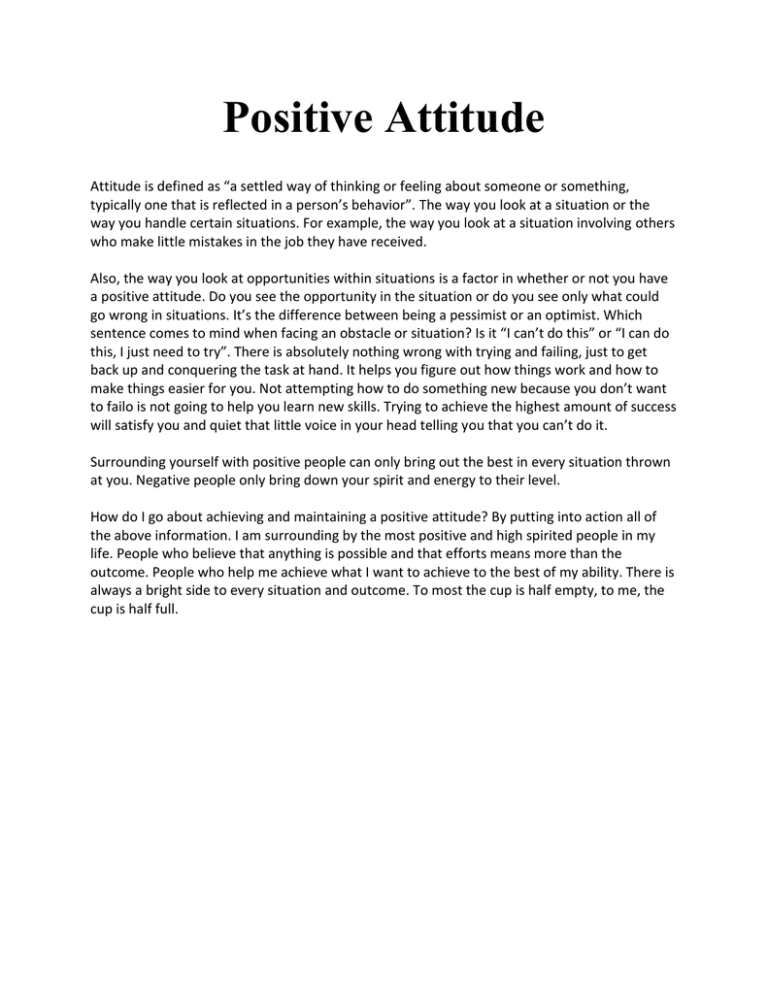 positive attitude essay in english