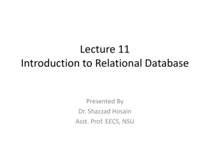 Lecture 10 - Introduction to Relational Database