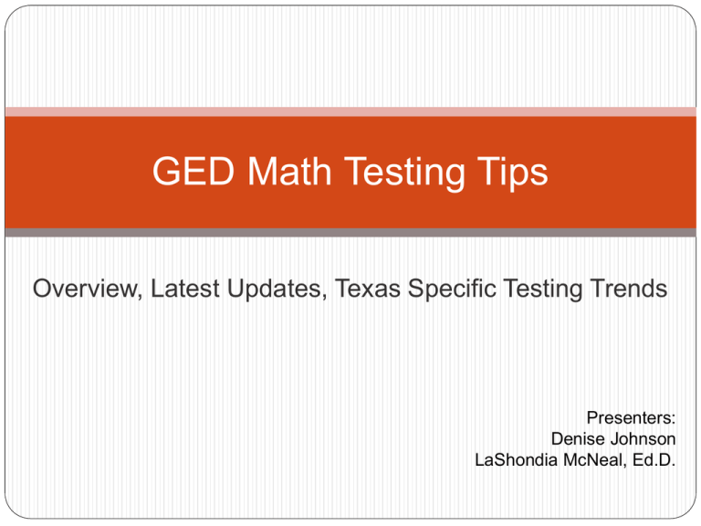 GED Math Testing Tips participants Slides