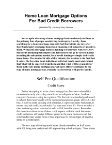 Home Loan Mortgage Options For Bad Credit Borrowers