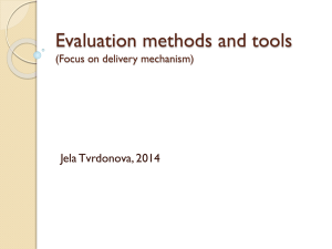 Evaluation processes, methods and tools