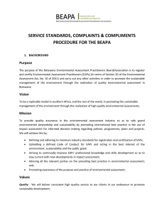 service standards, complaints & compliments procedure for the beapa