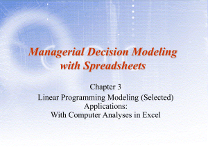 Linear Programming Modeling Applications