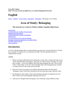 Six step analysis of texts about belonging