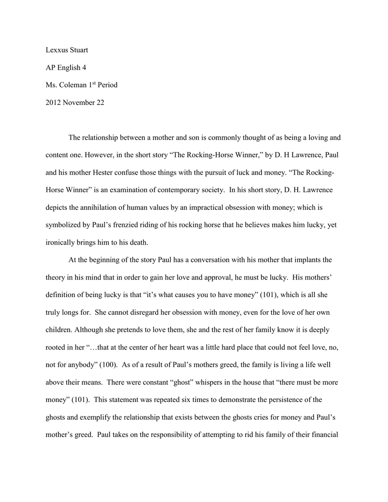 the rocking horse winner essay conclusion