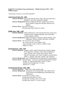 English IV Curriculum Scope and Sequence * British Literature 2013
