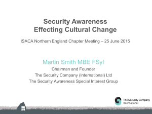 Martin Smith MBE FSyl, Security Awareness - Effecting
