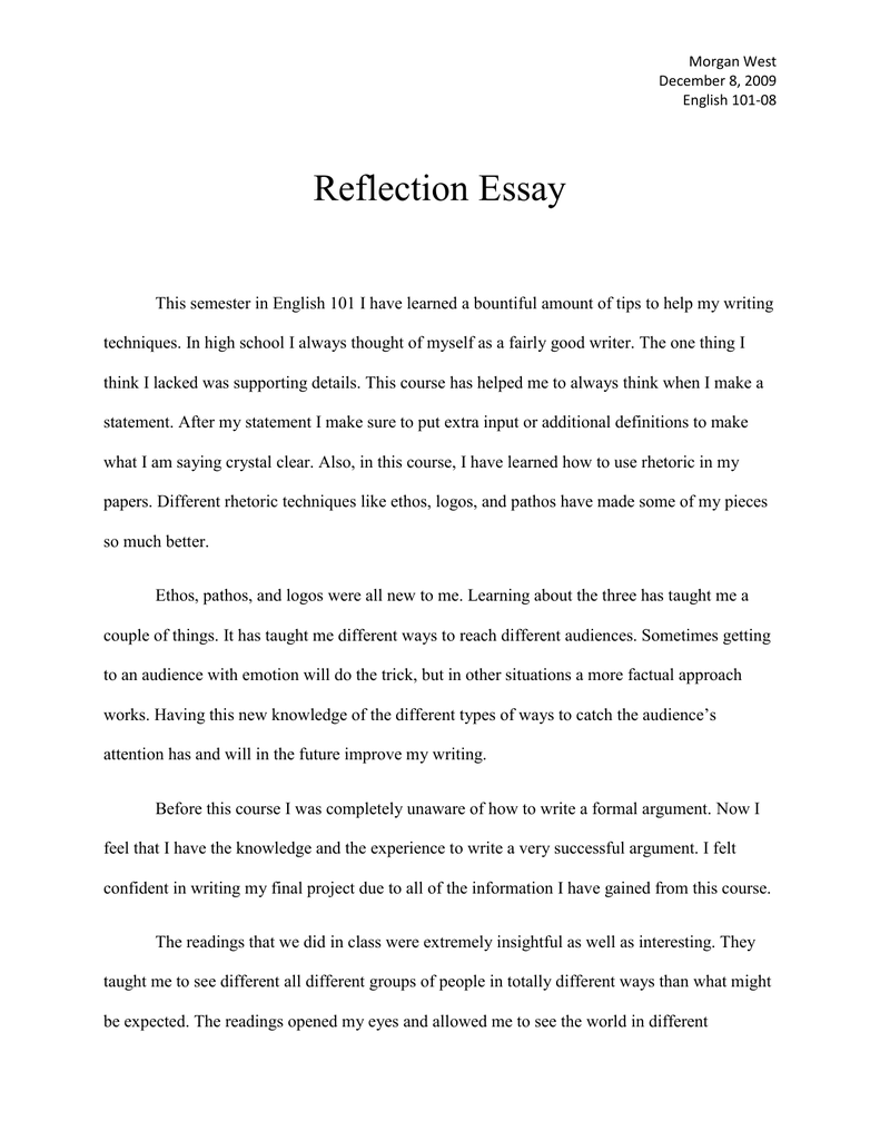 types of reflection essay