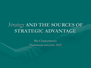 Strategy AND THE SOURCES OF STRATEGIC ADVANTAGE