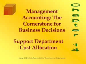 Support Department Cost Allocation Chapter 14 Management