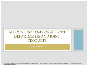 Allocating Costs of Support Departments and Joint