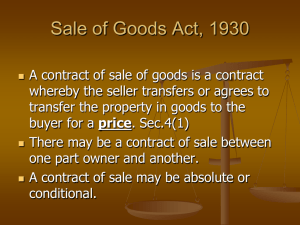 Sale of Goods Act, 1930 - ManagementParadise.com