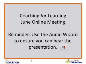 June 2012 Online Meeting Coaching for Learning