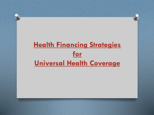 Health Financing Strategies for Universal Health Coverage