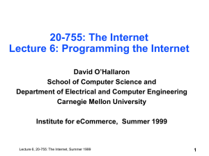 Progamming the Internet - School of Computer Science