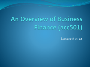 Overview of Business Finance (acc501)