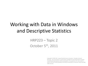 Working with Data in Windows and Descriptive