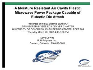 A Moisture Resistant Air Cavity Plastic Microwave Power Package