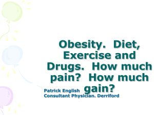 Obesity. Diet, Exercise and Drugs. How much pain?