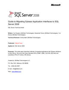 Guide to Migrating Sybase Application Interfaces to SQL Server 2008