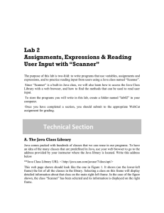 Lab 2 Assignments, Expressions & Reading User Input with “Scanner”