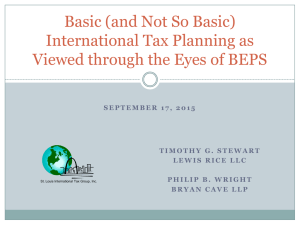 Basic (and Not So Basic) International Tax Planning as