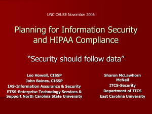 Planning for Information Security and Compliance