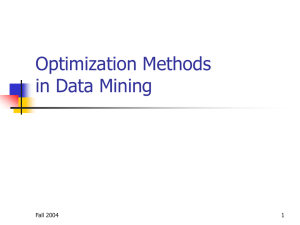 Optimization Methods in Data Mining