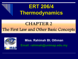 Worksheet: 1st Law of Thermodynamics