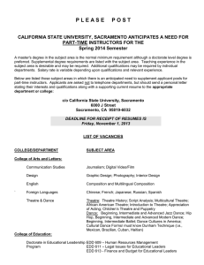 Vacancies for Spring 2014 - California State University, Sacramento