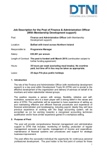 Finance and Administration Officer - Job Description