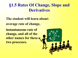 1.5 Rates of Change, Slopes, and Derivatives