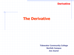 Introduction to Derivative - Tidewater Community College