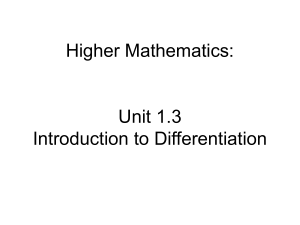 Higher Maths: Unit 1.3.1 Introduction to Differentiation
