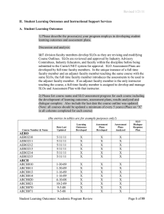 Revised 1/21/11 II. Student Learning Outcomes and Instructional