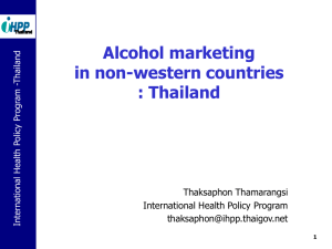 Alcohol marketing in Thailand by Thamarangsi Thaksaphon