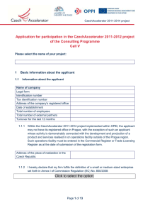 Application for participation in the CzechAccelerator 2011