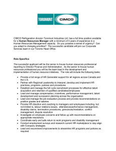 CIMCO Refrigeration division Toromont Industries Ltd. has a full time
