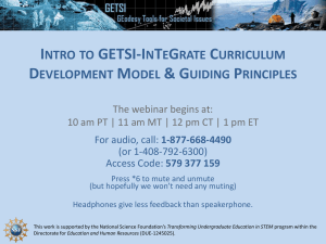 GETSI Overview & Guiding Principles
