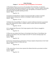 Global Marketing Chapter 5 The Political, Legal, and Regulatory