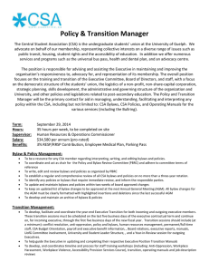 Policy & Transition Manager - Sept 2014