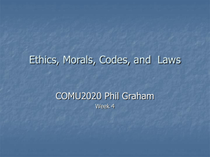 Ethics, Morals, Codes, and Laws