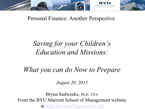 Saving for your Children's Education and Missions