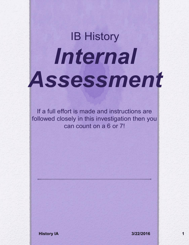 IB History Internal Assessment
