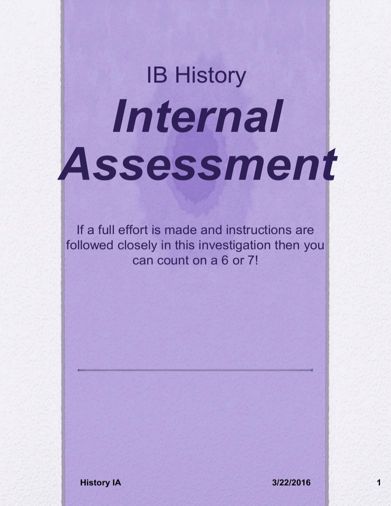 History Internal Assessment Ib Ideas