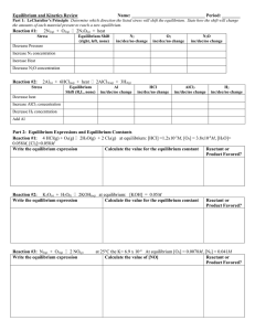 Equilibrium-Kinetics Review WITH ANSWERS!!!