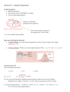 Section 9.2 – Sample Proportions Sample Proportions: Related to